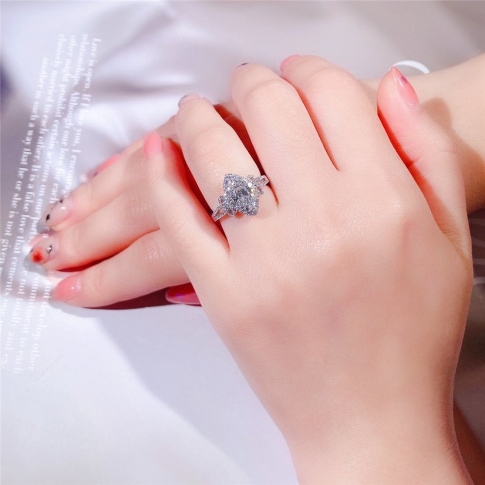 💞Beautiful Marquis Noble Women Pure Zircon Silver Dainty Fashion Ring,UN… - Picture 4 of 5